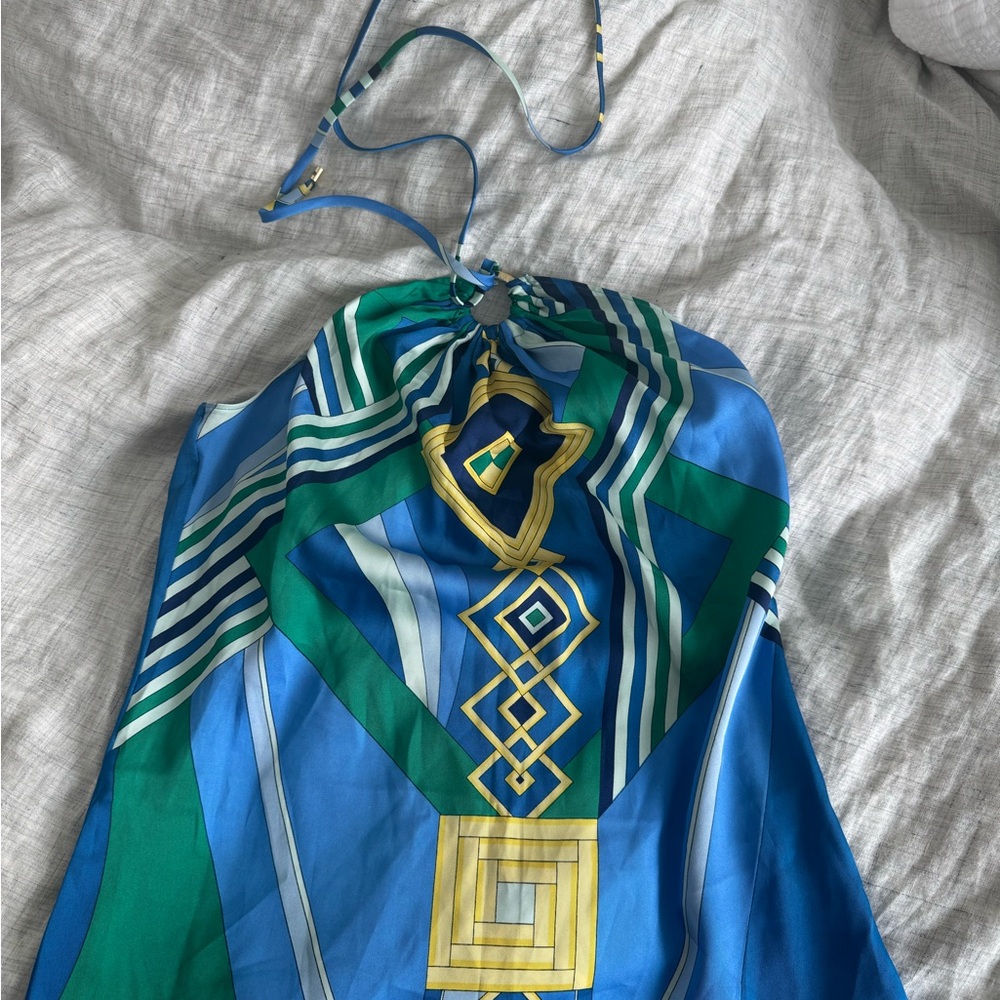 Ralph Lauren Blue and Yellow Geometric Top